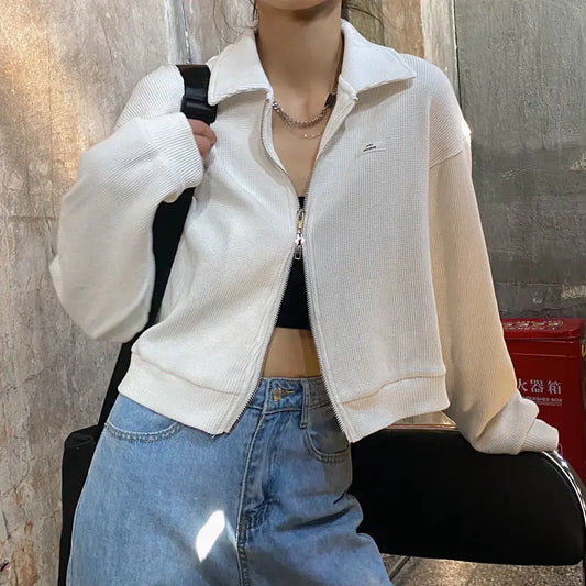 Zipper Cropped Streetwear Jackets