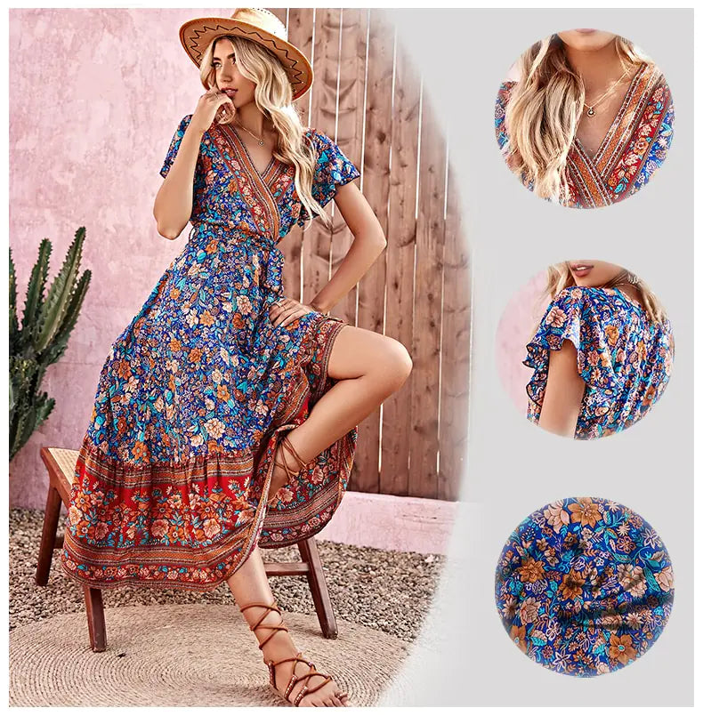 Bohemian Floral Beach  Dress