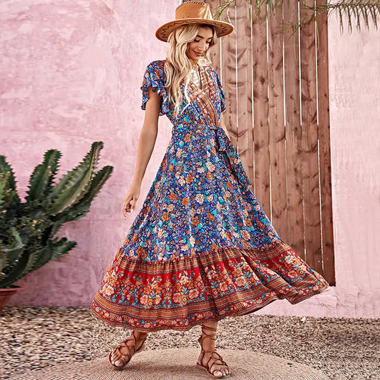 Bohemian Floral Beach  Dress